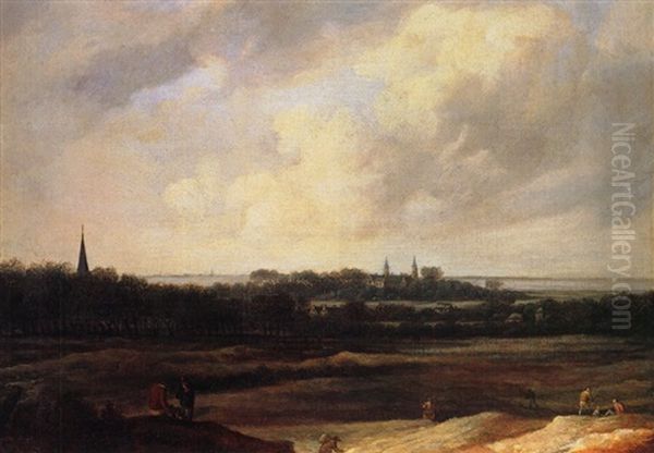 Tiefe Landschaft Mit Dorf Und Figurenstaffage - view 1