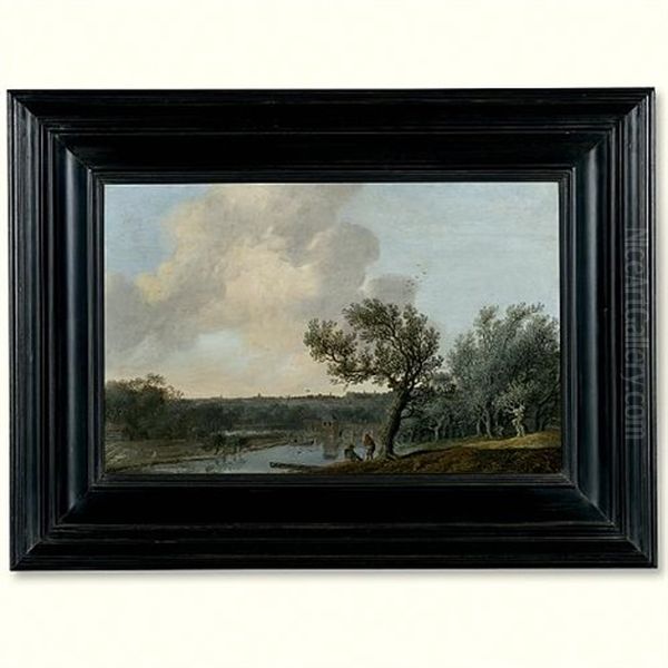A Wooded River Landscape With A Bleaching Field - view 1