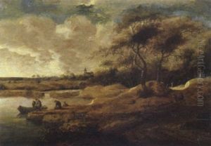 Paesaggio Con Pescatori Sulla Riva Di Un Fiume E Astanti Vari by Anthony Jansz van der Croos