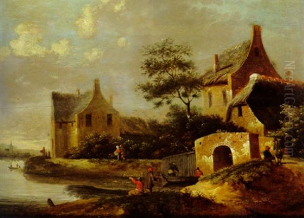 Village On The Banks Of A River With Figures - view 1