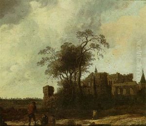 A Dune Landscape With Figures Resting Before A Castle (egmond ?) A Dune Landscape With Figures Resting Before A Castle (egmond ?)