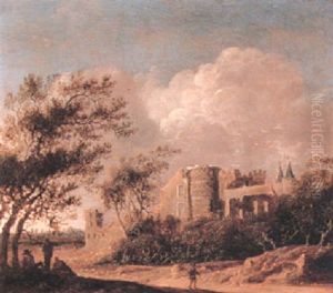 Figures Resting Beneath Trees, A Lone Figure On A Path by Anthony Jansz van der Croos