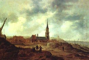 Blick Auf Scheveningen Mit Der Heute Noch Bestehenden Gotischen Kirche