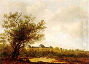 Extensive Landscape With Figures, Rijswijk Castle Beyond by Anthony Jansz van der Croos