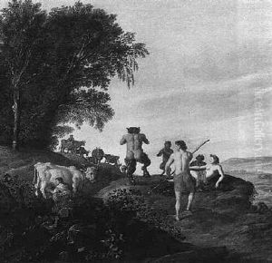Satyrs Disporting On A Hilly Knoll
