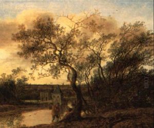 Hollandische Fluslandschaft Mit Steinerner Bogenbrucke by Anthony Jansz van der Croos