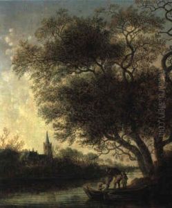 Hollandische Fluslandschaft Mit Fischern by Anthony Jansz van der Croos