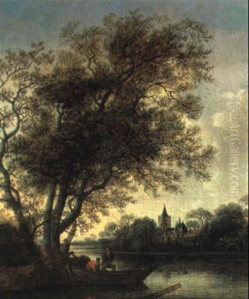 Hollandische Fluslandschaft Mit Fischern - view 1