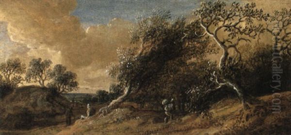 Wooded Landscape With Figures On A Track - view 1