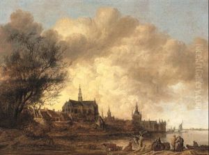A Capriccio View Of Haarlem Seen From The North East, With  The Bavokerk Prominent