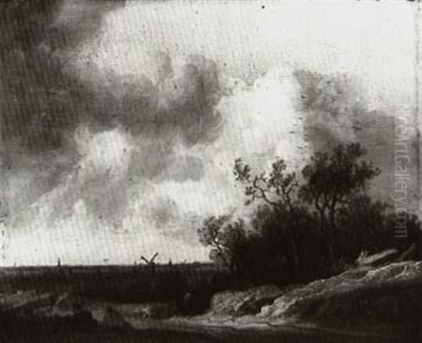 An Extensive Landscape With Peasants Sitting In The Foreground - view 1