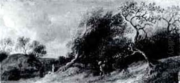 Landscpae With Figures Along A Wooded Path - view 1