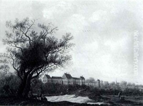 Extensive Landscape With Figures And A Palace - view 1