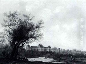 Extensive Landscape With Figures And A Palace by Anthony Jansz van der Croos