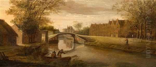 River Landscape With Fishermen - view 1