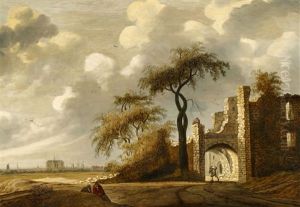 Ruins Of Castel Brederode With A View Of Haarlem by Jacob Van Der Croos