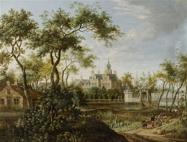 Landschaft Mit Figuren Vor Einer Schlossanlage - view 1