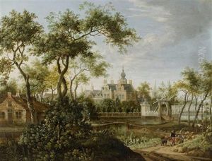 Landschaft Mit Figuren Vor Einer Schlossanlage