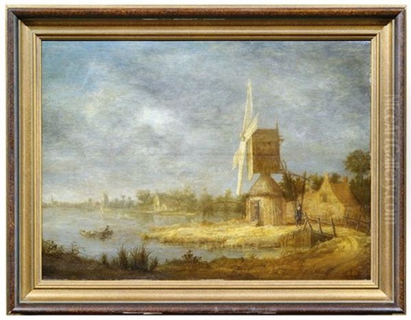 Hollandische Kanallandschaft Mit Bockwindmuhle - view 1