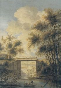 River Landscape With A Bridge