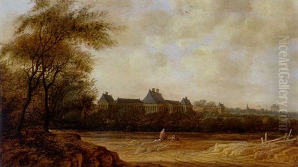 Landschaft Mit Figurenstaffage, Im Hintergrund Schloss Rijswijk - view 1