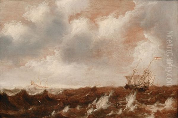 Dutch Ships In Stormy Sea - view 1
