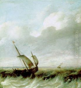 Ein Fischerboot Auf Bewegter See by Pieter Van Der Croos