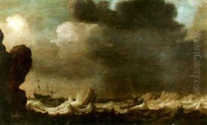 Coastal Scene With A Frigate Offshore