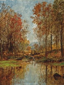 Autumn Landscape With Bridge by Jasper Francis Cropsey