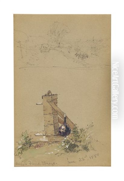 Water Pump And River Scene, June - view 1