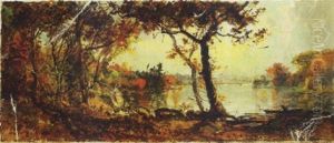 Boating In Autumn On Lake Wawayanda by Jasper Francis Cropsey