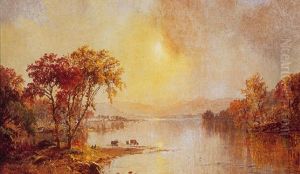 An Autumn River Landscape by Jasper Francis Cropsey