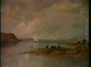 Boats Along The Hudson by Jasper Francis Cropsey