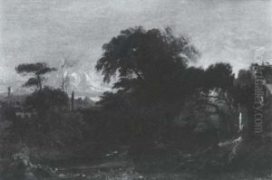 Italian Landscape At Sunset by Jasper Francis Cropsey