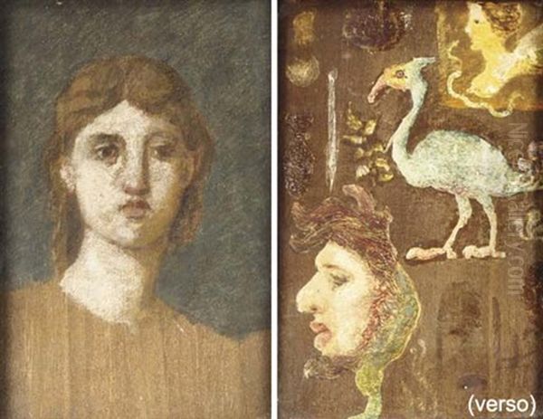 Etude De Portrait (+ Etude De Grotesque, De Sphinge Et D'oiseau Fantastique, Verso) - view 1