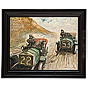 Motor Racing Scene by Frederick Gordon Crosby