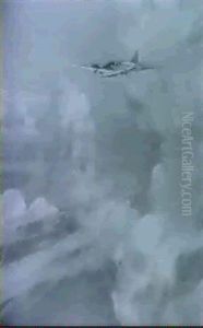Flying In Open Skies Possibly A Prototype Heinkel He: Iii by Frederick Gordon Crosby
