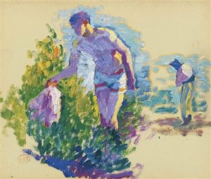Etude Pour Le Tamaris, Le Baigneur by Henri-Edmond Cross