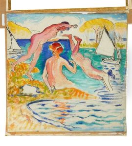 Etude Pour 'baigneuses' Ou 'la Joyeuse Baignade' by Henri-Edmond Cross