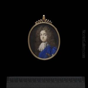 A Young Gentleman, Wearing Blue Cloak With Gold Fringe Pinned At His Left Shoulder, White Lace Jabot And Long Natural Wig A Young Gentleman, Wearing Blue Cloak With Gold Fringe Pinned At His Left Shoulder, White Lace Jabot And Long Natural Wig