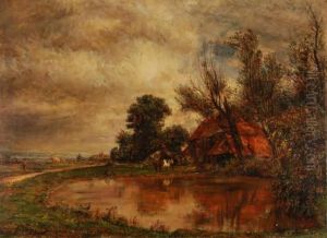 Oil On Canvas, "thewayside Barn", Unsigned With Original Artist Label Verso. 18" X25" by Henry Mark Anthony