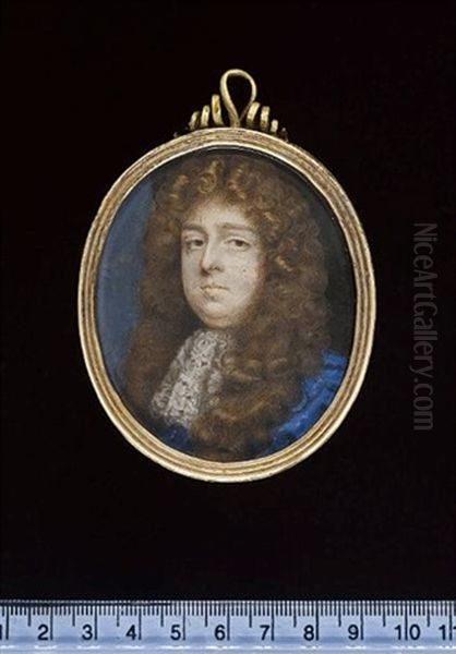 A Gentleman, Called Samuel Butler, Wearing Blue Cloak, White Lace Jabot And Long Wig - view 1