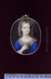Annabella, Lady Howard (nee Dives), Wearing Blue Dress And Grey Veil Draped Over Her Decollage, Her Right Hand Raised To Her Chest Annabella, Lady Howard (nee Dives), Wearing Blue Dress And Grey Veil Draped Over Her Decollage, Her Right Hand Raised To Her Chest