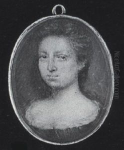 A Lady, Her Hair Brushed Back, Wearing Decollete Blue Dress With White Underslip A Lady, Her Hair Brushed Back, Wearing Decollete Blue Dress With White Underslip