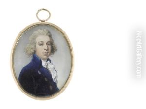 A Gentleman, Wearing Blue Coat, White Stock, Frilled Chemise And Tied Cravat, His Hair Powdered