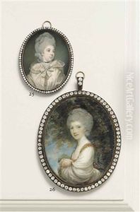 Mrs Abington, Nee Frances Barton (1737-1815), In Cream Silk Hooded Cape Trimmed With Lace And Tied With A Ribbon, Black Choker, Powdered Upswept Hair