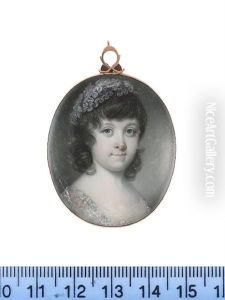 A Young Girl, Wearing Pale Pink Dress With White Lace Trim And Matching Bonnet