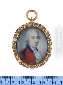 An Officer, Wearing Red Coatee With Blue Collar And Blue Epaulettes With Gold Tassels, White Waistcoat, Frilled Chemise, Stock And Tie, His Powdered Wig Worn En Queue And Tied With A Black Ribbon Bow An Officer, Wearing Red Coatee With Blue Collar And Blue Epaulettes With Gold Tassels, White Waistcoat, Frilled Chemise, Stock And Tie, His Powdered Wig Worn En Queue And Tied With A Black Ribbon Bow