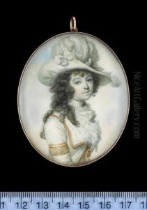 Miss Turner Of Uxbridge, Wearing Riding Habit Of White Jacket With Gold Trim And Tassels, Frilled White Chemise And Wide Brimmed White Hat