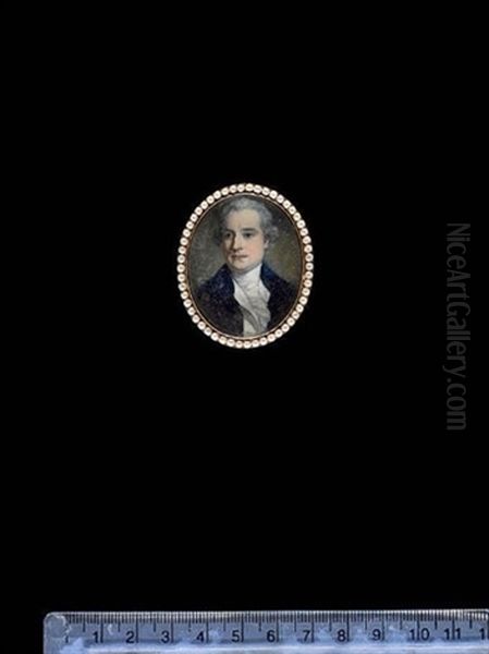 Sir Evan Nepean, 1st Baronet, Wearing Dark Blue Coat With Large Brass Buttons, White Waistcoat, Frilled Shirt, His Hair Powdered - view 1